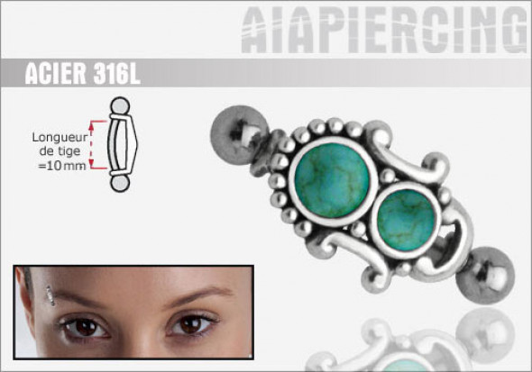 Piercing arcade capot turquoise