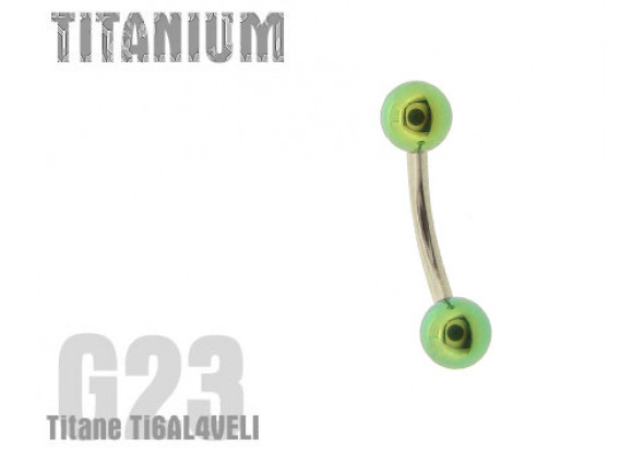 Piercing banane titane Bille verte 4mm