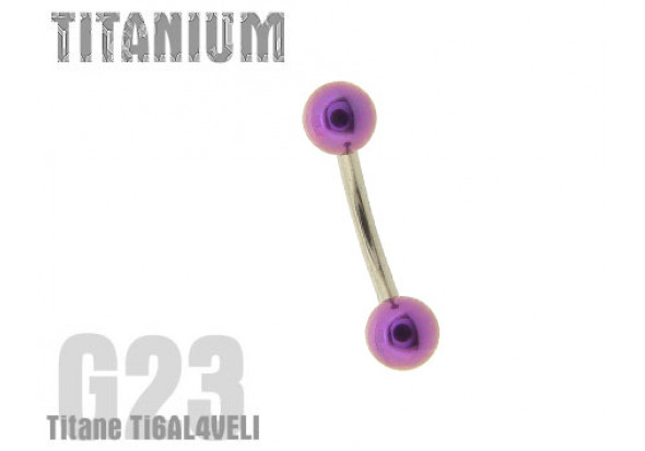 Piercing banane titane Billes violettes 4mm