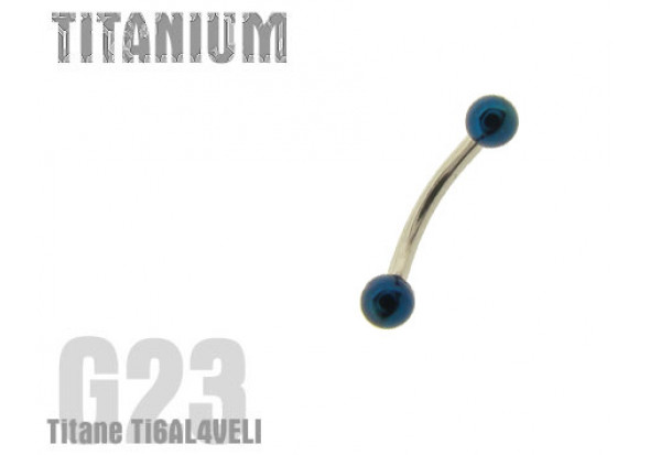 Piercing banane titane Bille bleue nuit 3mm