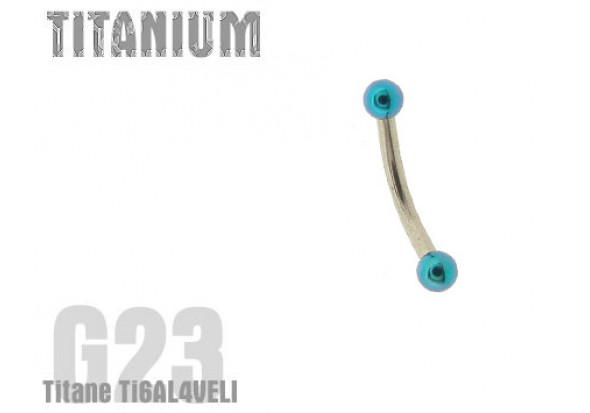 Piercing banane titane Billes turquoise 2,5mm