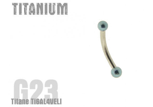 Piercing banane titane Billes bleue claire 2,5mm