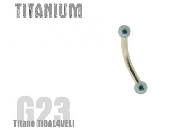 Piercing banane titane Billes bleue claire 2,5mm