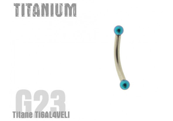 Piercing banane titane Billes turquoise 2mm