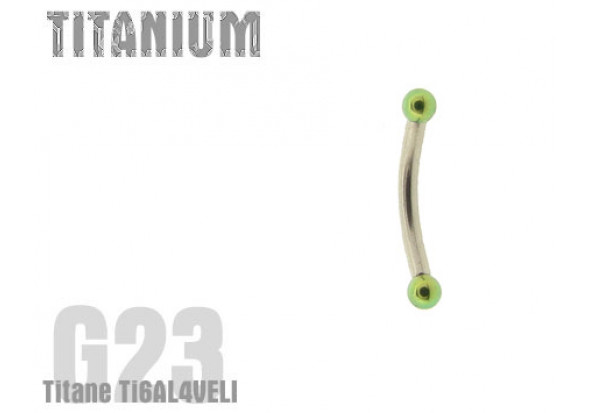 Piercing banane titane Bille verte 2mm