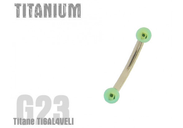 Piercing banane titane Bille verte 2,5mm