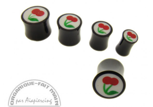 Plug corne motif Cerises- Du 8mm au 12mm