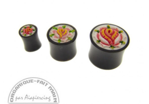 Plug corne motif Rose - Du 8mm au 18mm