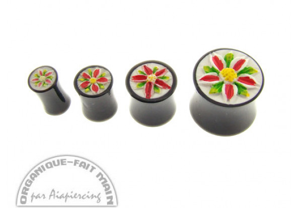 Plug corne motif Fleur - Du 6mm au 18mm