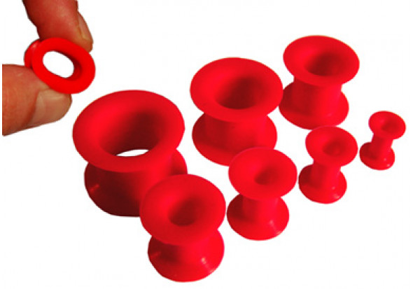 Piercing Tunnel souple silicone rouge