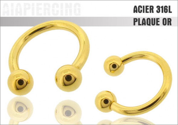 Piercing Fer à cheval plaqué or - jonc 1,6mm