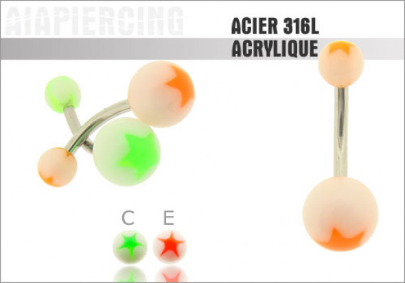 DESTOCKAGE Piercing nombril acrylique étoile