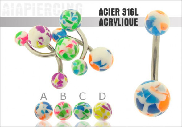 Piercing nombril acrylique tâcheté 