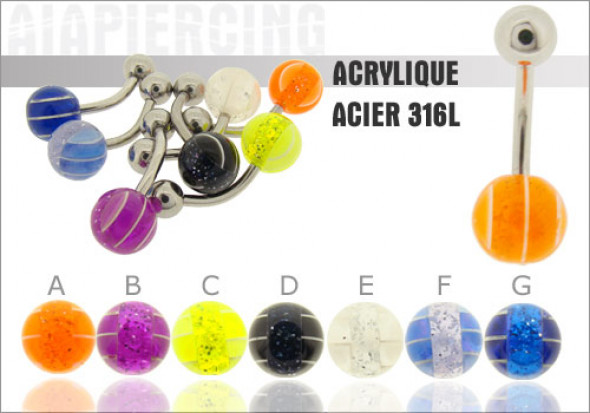 Piercing nombril acrylique rayé