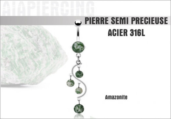 Piercing nombril cascade amazonite