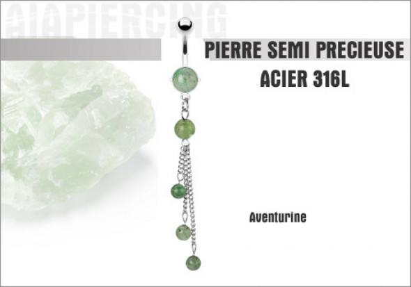 Piercing nombril pluie d'aventurines