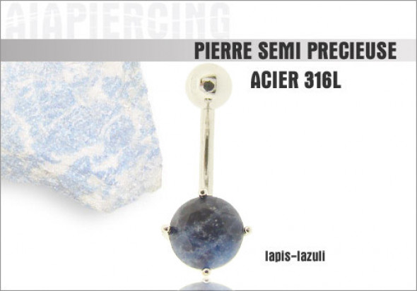 Piercing nombril lapis-lazuli