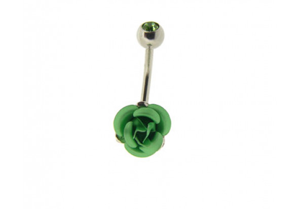 Piercing nombril rose verte