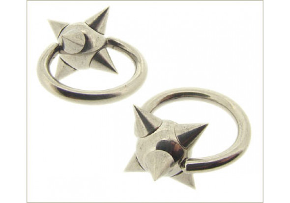 Piercing anneau bille clipsée spikes : 1,6x10mm