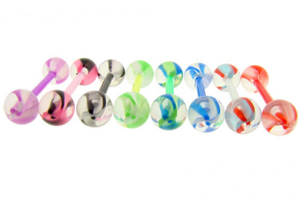 Piercing barbell acrylique flexible hélice