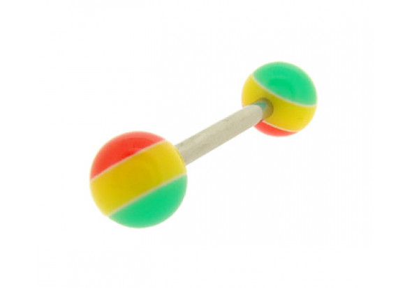 Piercing barbell acrylique rasta