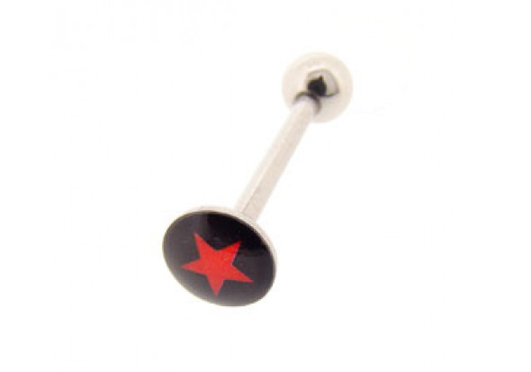 Piercing langue étoile rouge