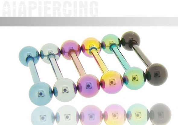 Piercing barbell Acier anodisé billes 5mm