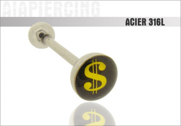 Piercing langue logo Dollar