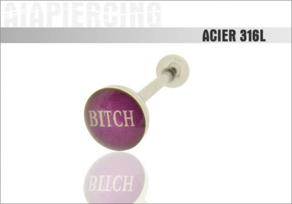 Piercing langue logo Bitch