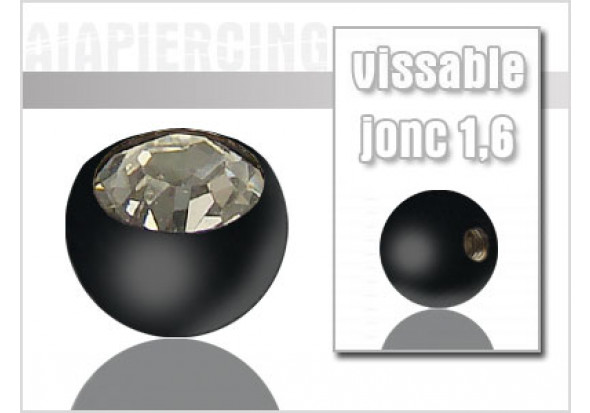 Piercing accessoire Bille blackline cristal blanc 1,6mm