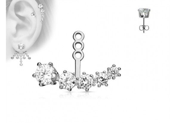 Piercing oreille Ear Cuff strass gauche