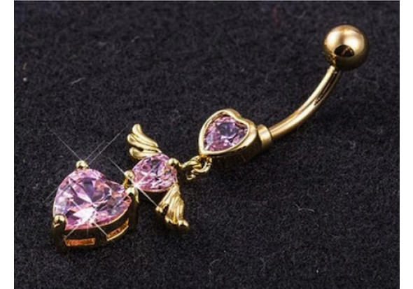 Piercing Nombril coeur pendant rose doré