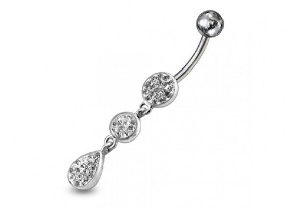 Piercing nombril argent goutte pendante