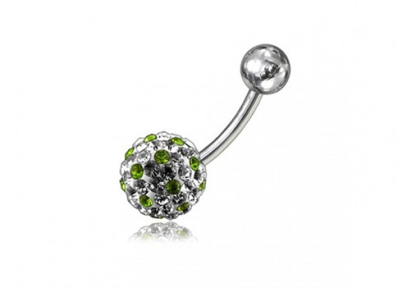 Piercing nombril swarovki point vert