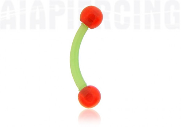 Piercing banane flexible verte bille rouge