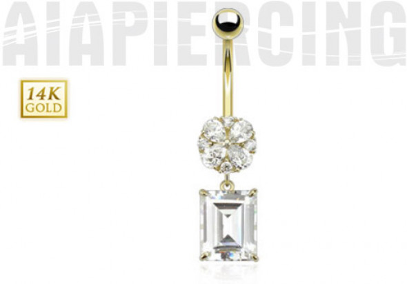 Piercing nombril fleur et pierre OR