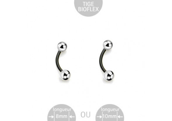 Piercing banane flexible noire bille acier