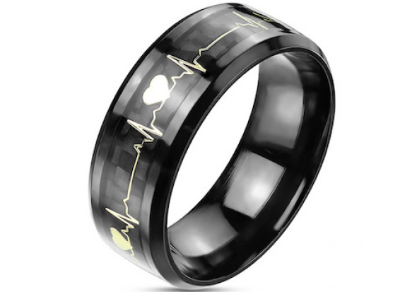 Bague noire gravée T52
