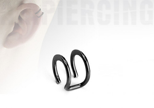 faux piercing anneaux d'oreilles - double blackline