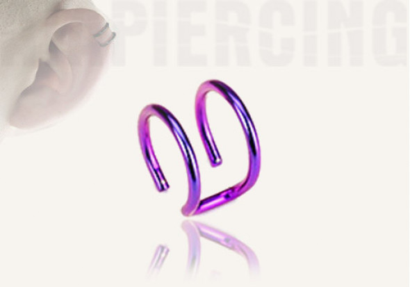 Faux piercing oreille double violet