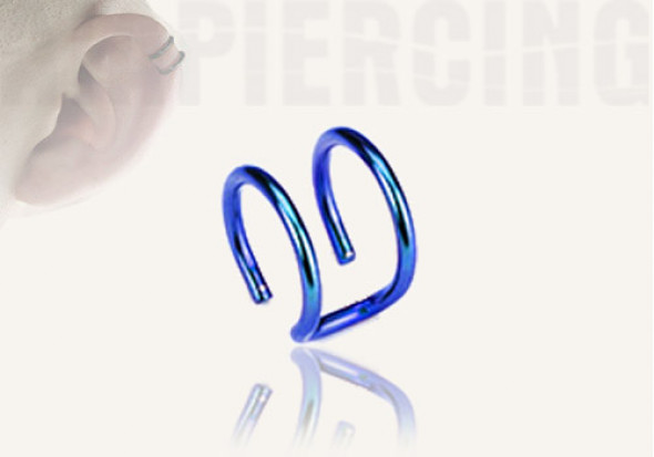 Faux piercing oreille double bleu