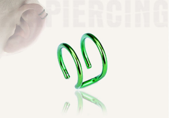 Faux piercing oreille double vert