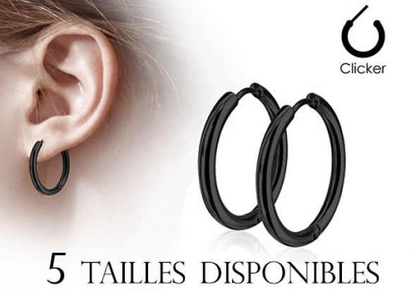 Paire de Boucle d'oreille créole noire