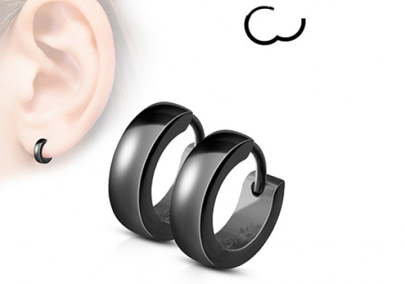 Boucle d'oreille anneau acier anodisé noir 4mm