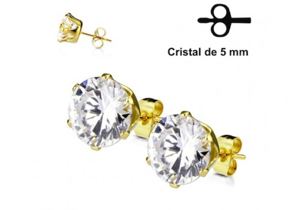 Boucle d'oreille cristal doré 5mm