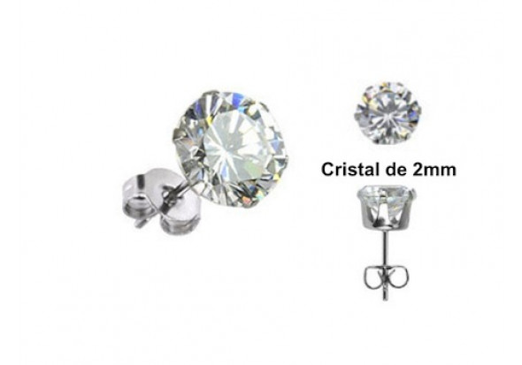 Boucle d'oreille strass 2mm