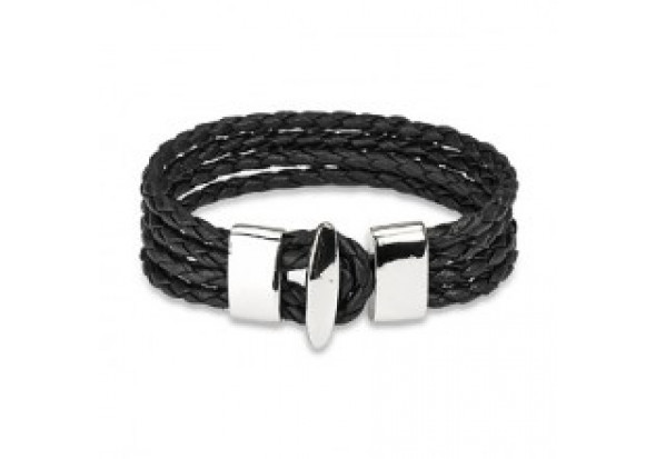 Bracelet cuir noir 4 cordes