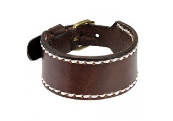 Bracelet large cuir marron homme