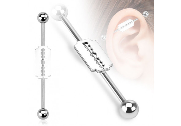 Piercing industriel motif lame de rasoir