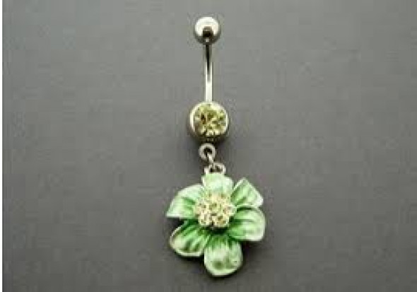 DESTOCKAGE Piercing nombril fleur verte